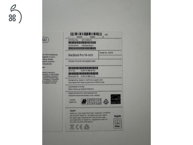 Macbook Pro 14” M3 8/512GB !újszerű!
