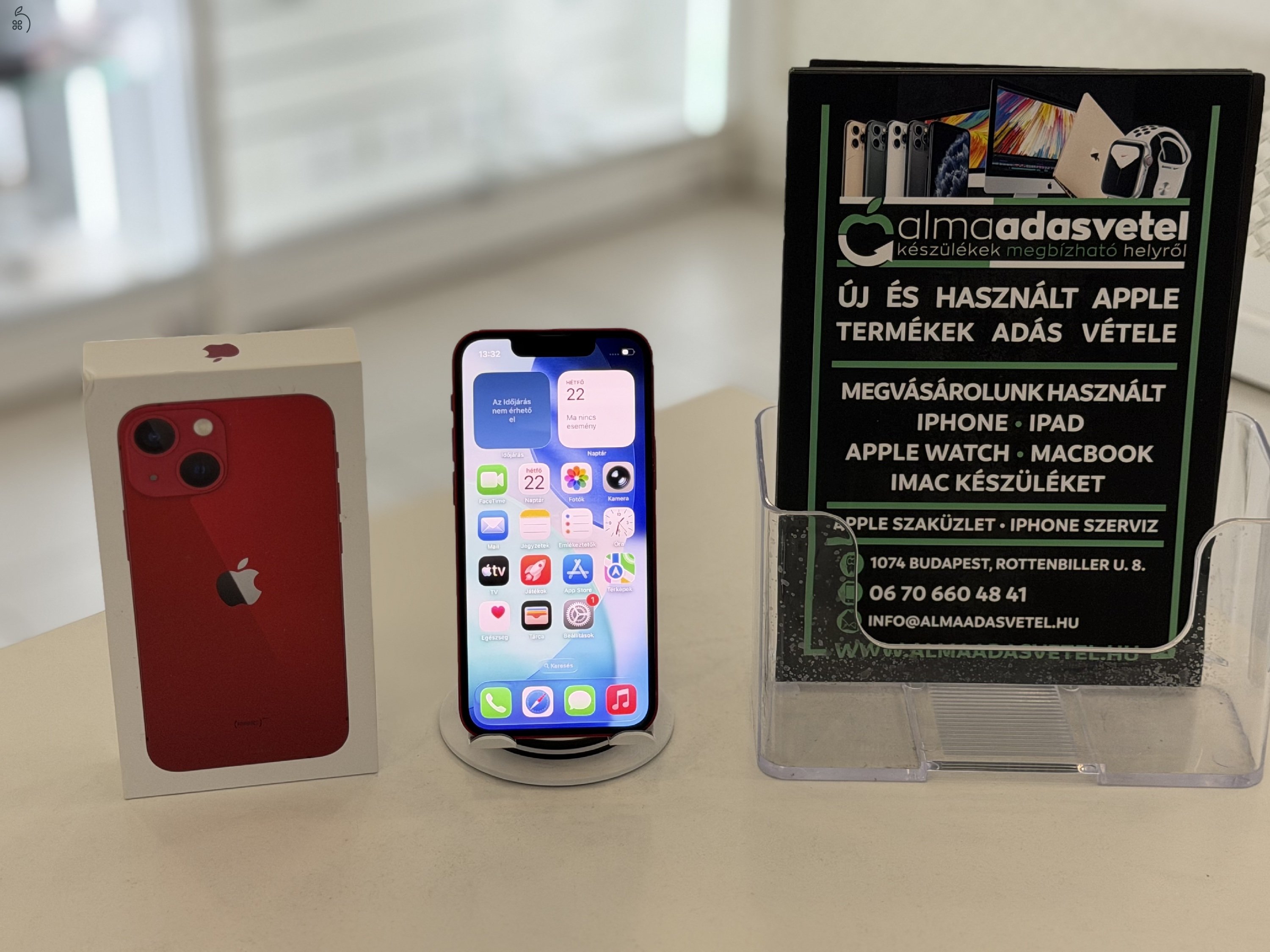 iPhone 13 Mini 128GB Független Újszerű/1-3 hónap gar./Akku 100%/p4655