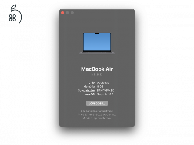 Eladó MacBook Air M2 (2022) 8GB/512GB