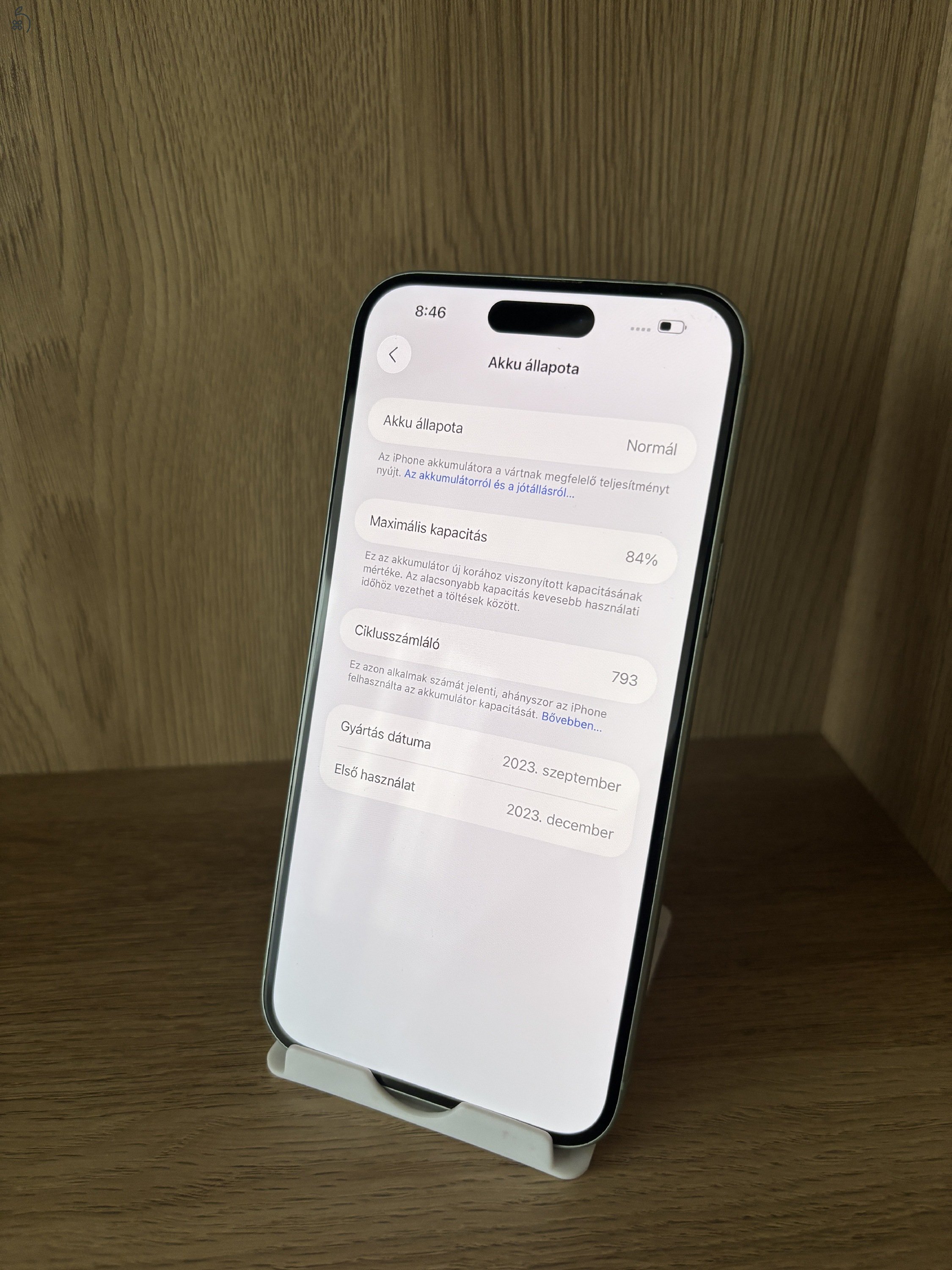 iPhone 15 plus / Green / 128GB / Kártya független / Akku 84%