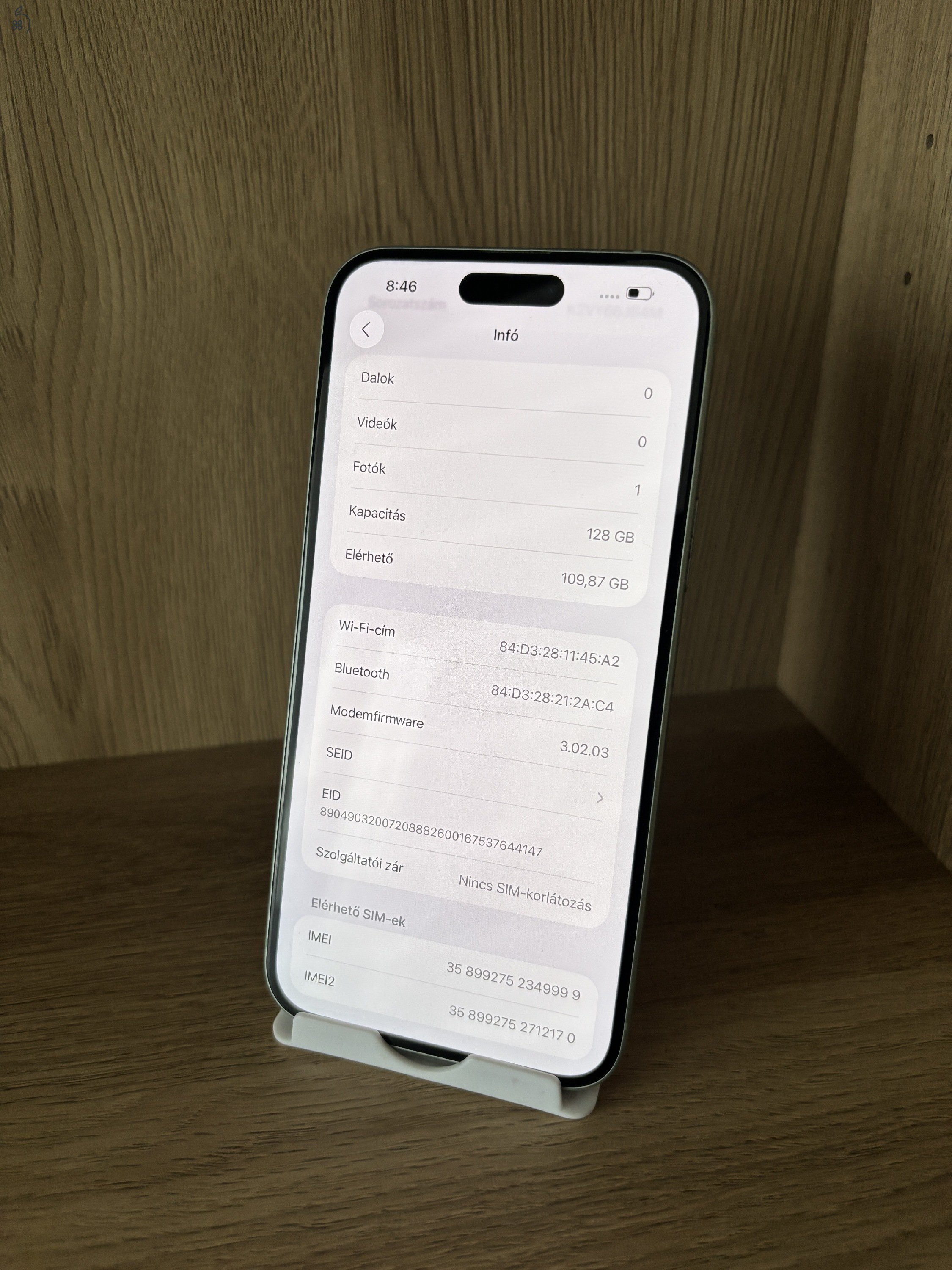 iPhone 15 plus / Green / 128GB / Kártya független / Akku 84%