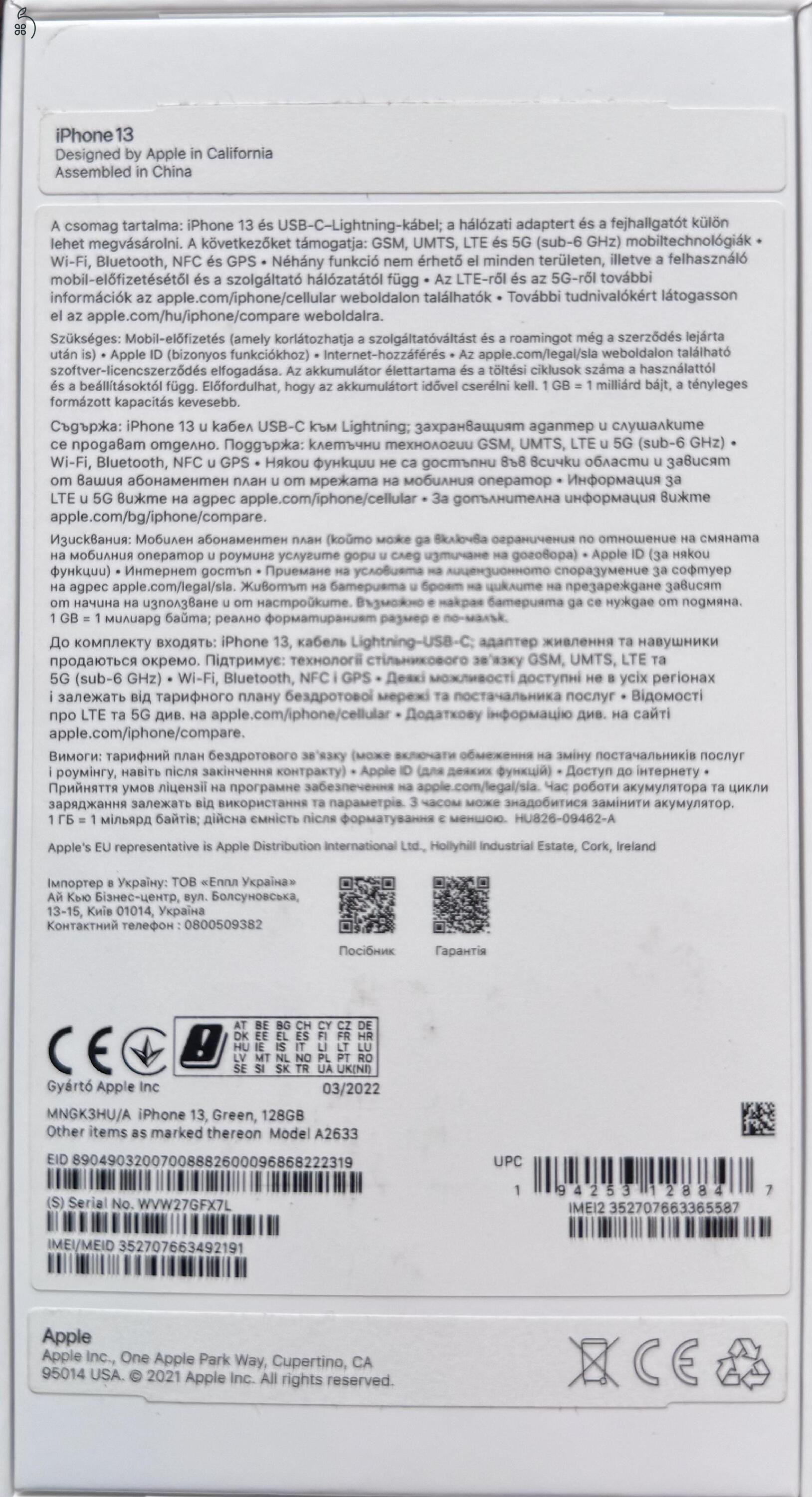 iPhone 13 128 Gb a legkedvezőbb áron magánszemélytől!