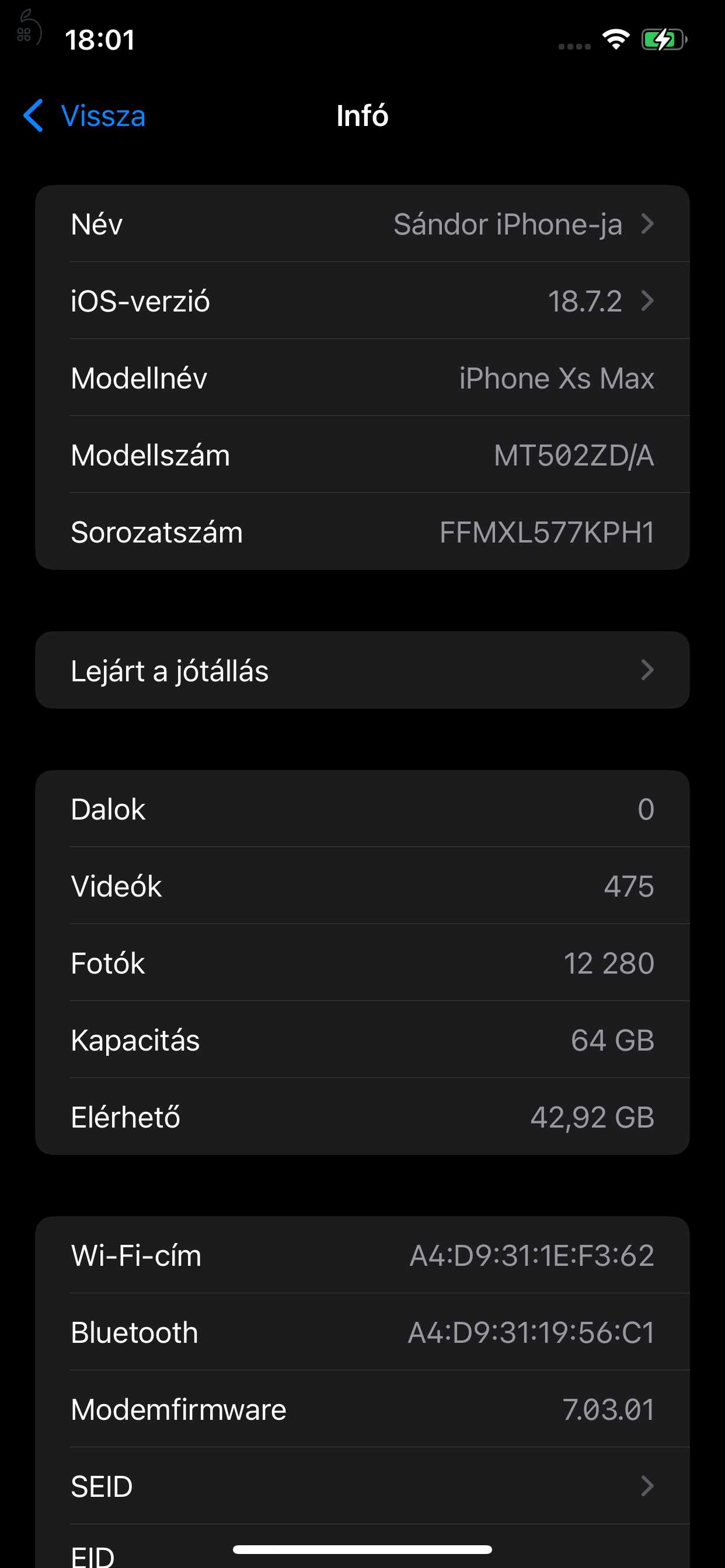 iPhone XS Max 64G kártyafüggetlen