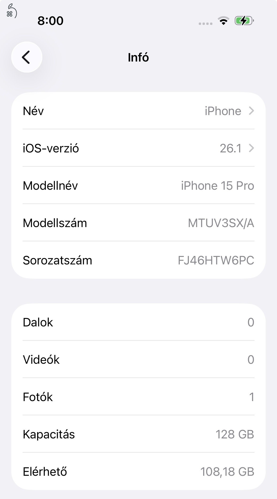 IPhone 15 pro fekete 128gb megkímélt 
