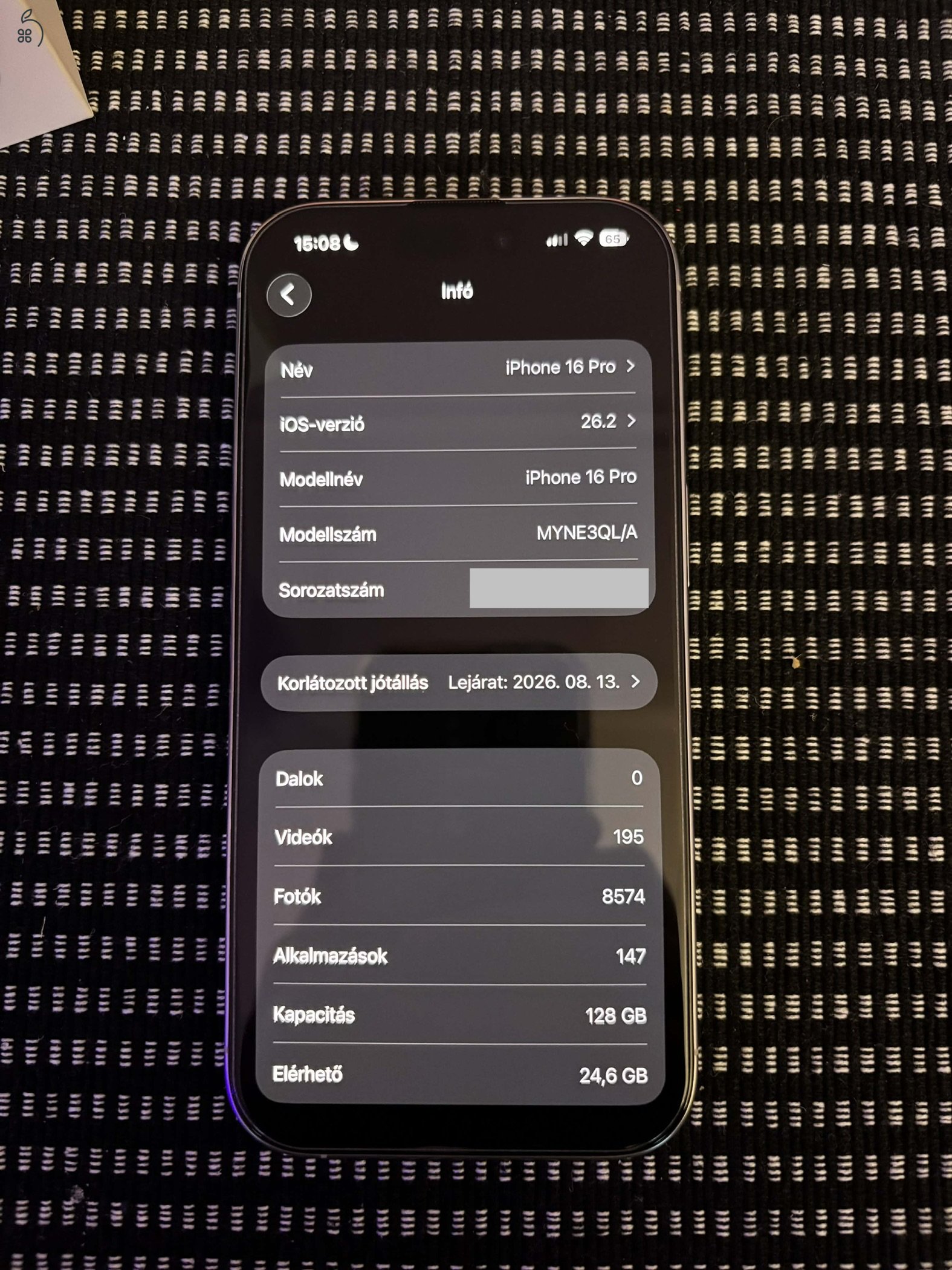 iPhone 16 Pro 128 GB - Garanciával 2028.08.12-ig