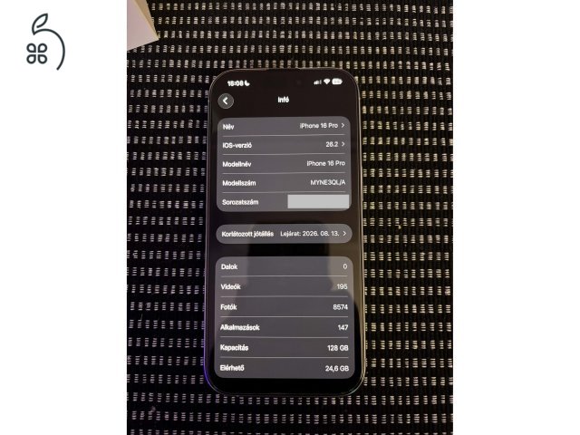 iPhone 16 Pro 128 GB - Garanciával 2028.08.12-ig