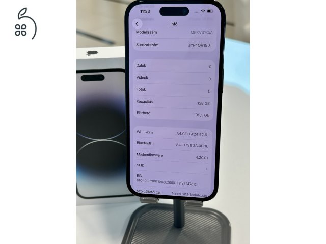 Újszerű iPhone 14 Pro 128GB Fekete 82% Akku Független 3Hó Gar + Beszámítás 