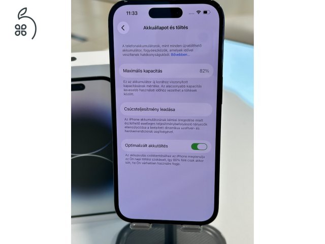 Újszerű iPhone 14 Pro 128GB Fekete 82% Akku Független 3Hó Gar + Beszámítás 