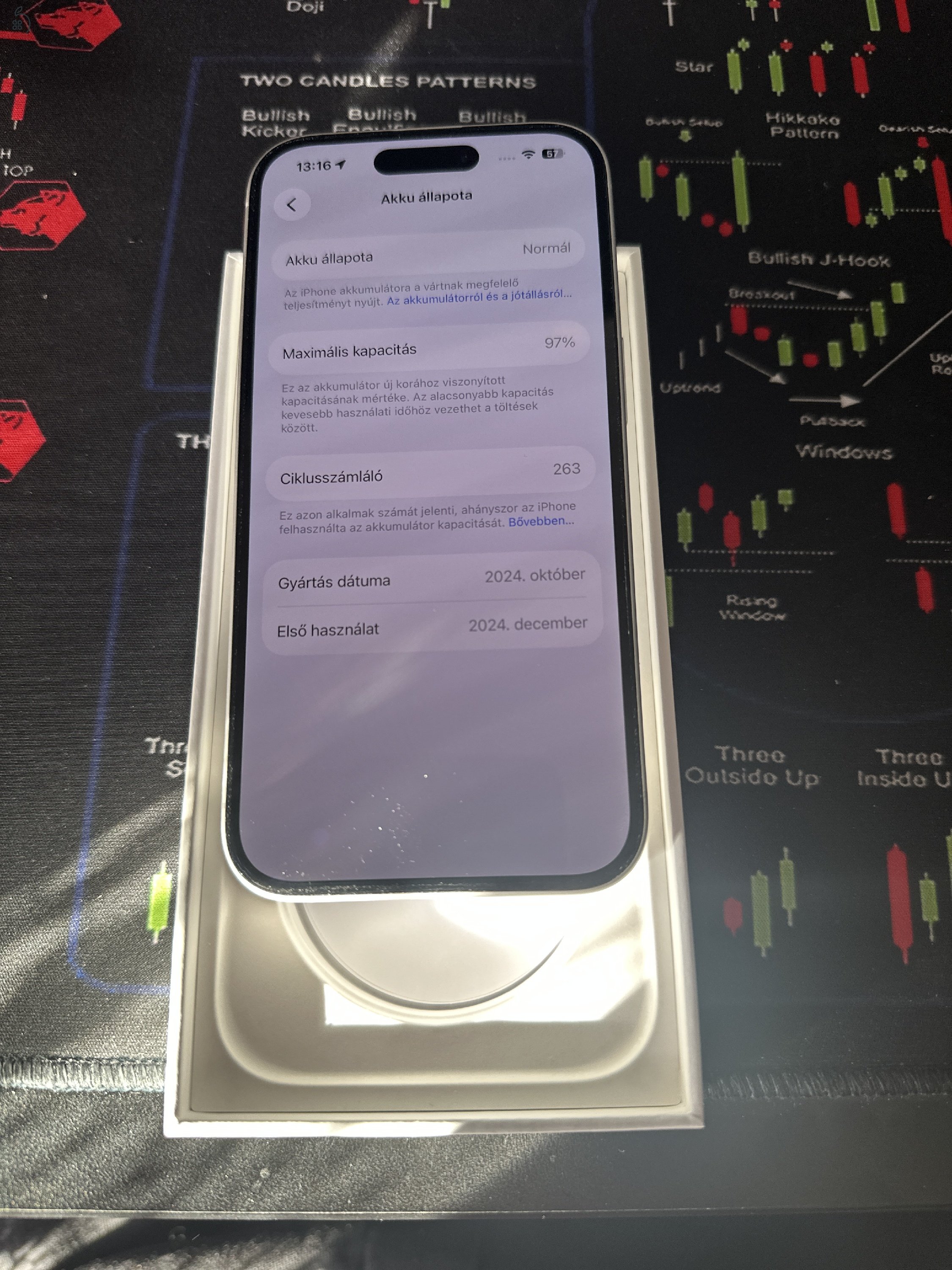 Apple Iphone 16 128GB fehér, kártyafüggetlen, hibátlan