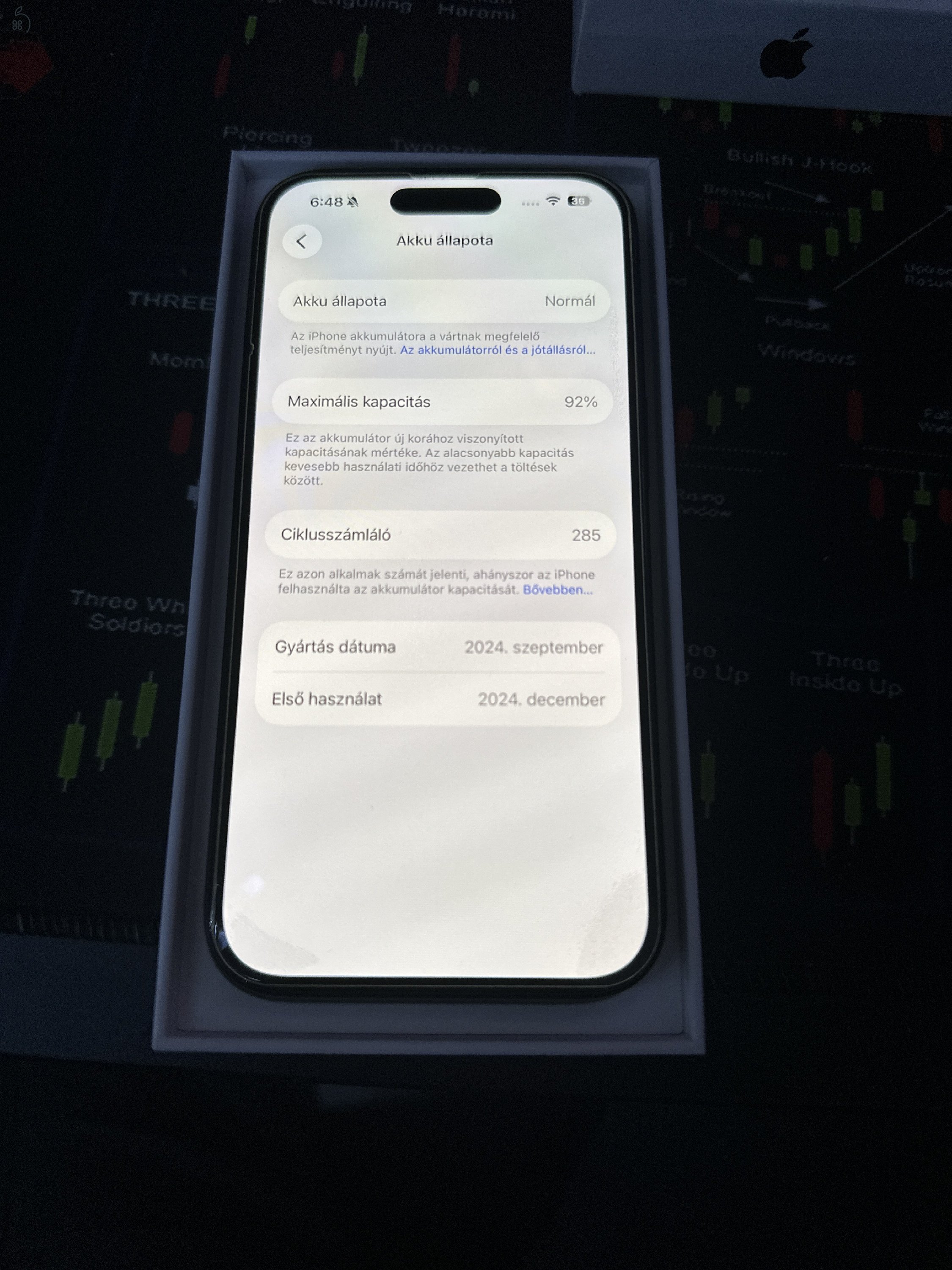 Apple Iphone 16 128GB fekete, kártyafüggetlen, hibátlan, karcmentes