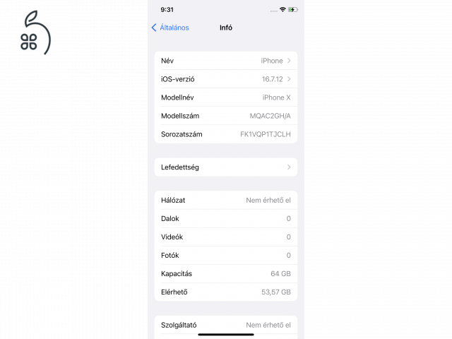 iPhone X 64G kártyafüggetlen