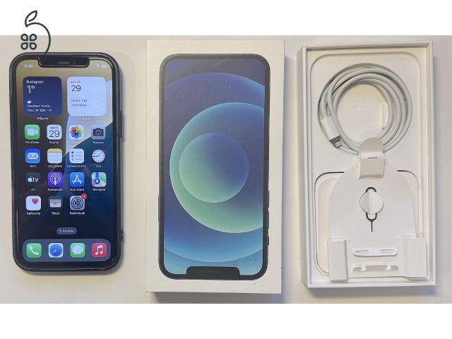 Iphone 12 Blue független, 128GB, doboz, hibátlan kijelző, Face ID ok, tokok + új kábel