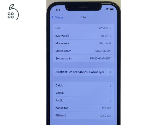 Iphone 12 Blue független, 128GB, doboz, hibátlan kijelző, Face ID ok, tokok + új kábel