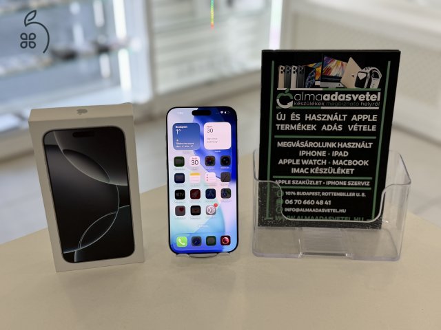 iPhone 16 Pro Max 256GB Független Karcmentes/2027.12.23.Gar./Akku 92%/