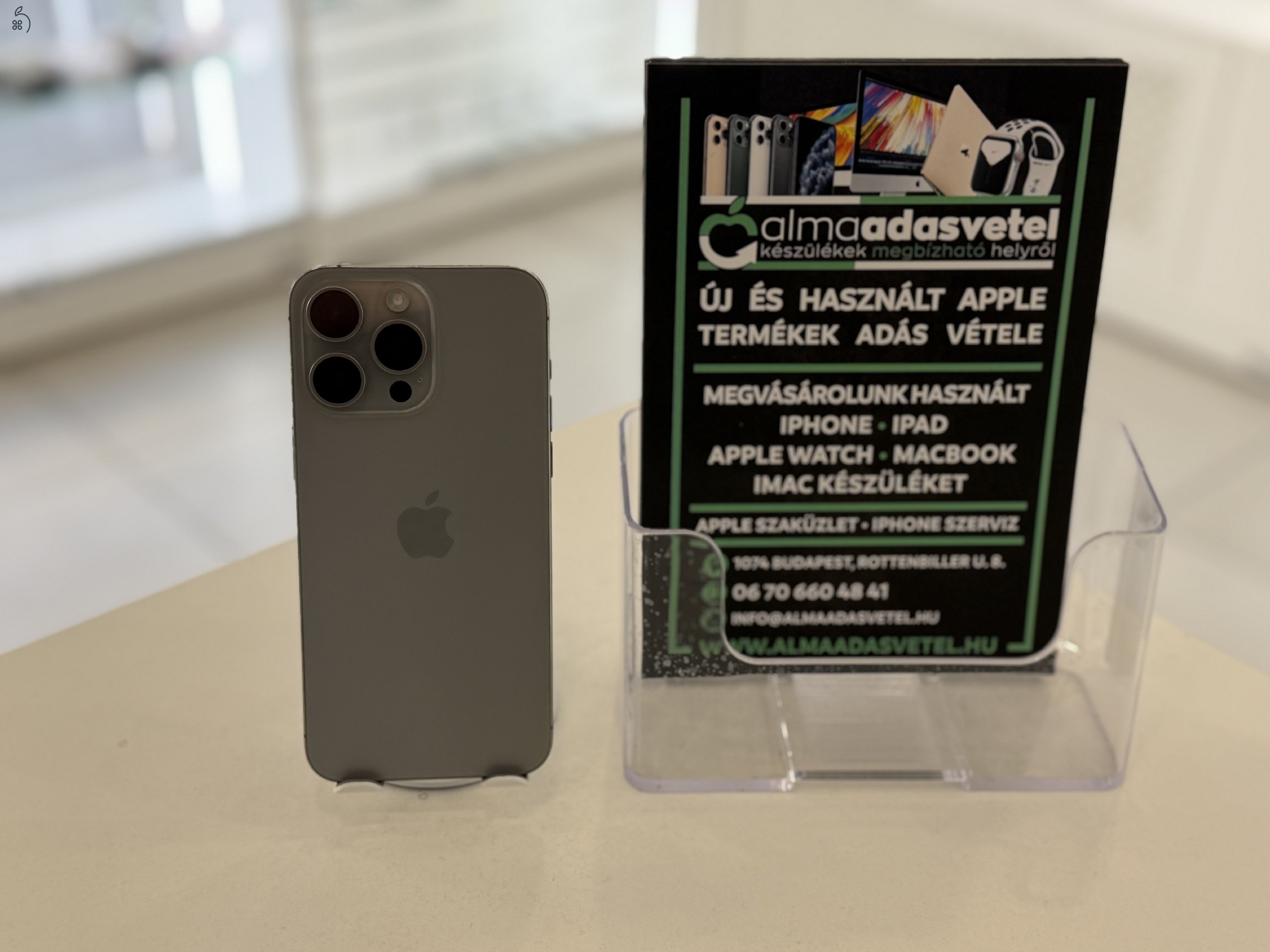 iPhone 15 Pro Max 256GB Független/Újszerű/1-3 hónap gar./Akku 85%/p160