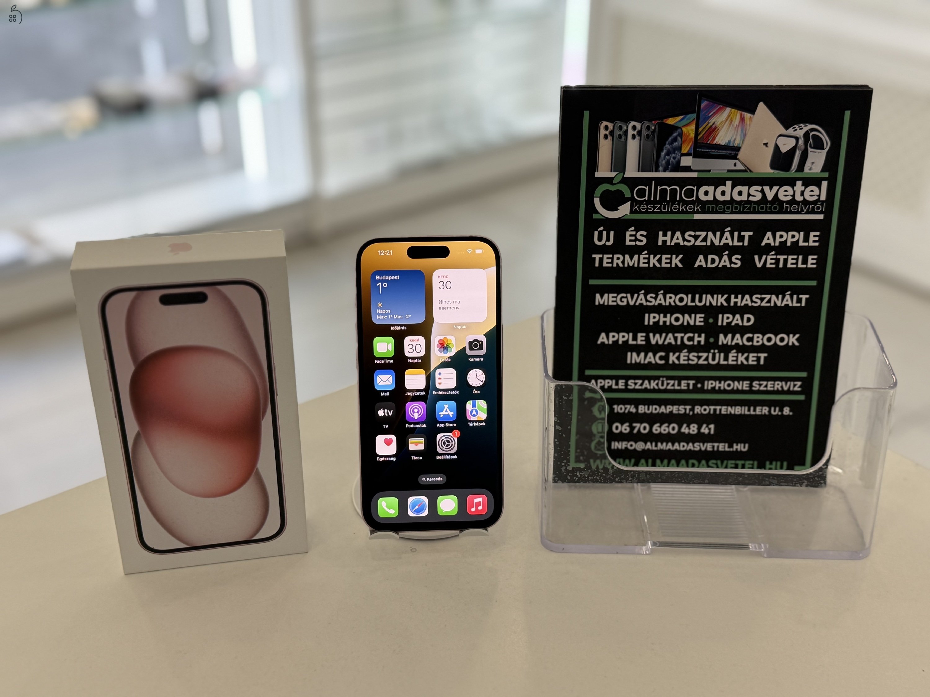 iPhone 15 128GB Független Megkímélt/1 hónap gar./Akku 82%/p4660