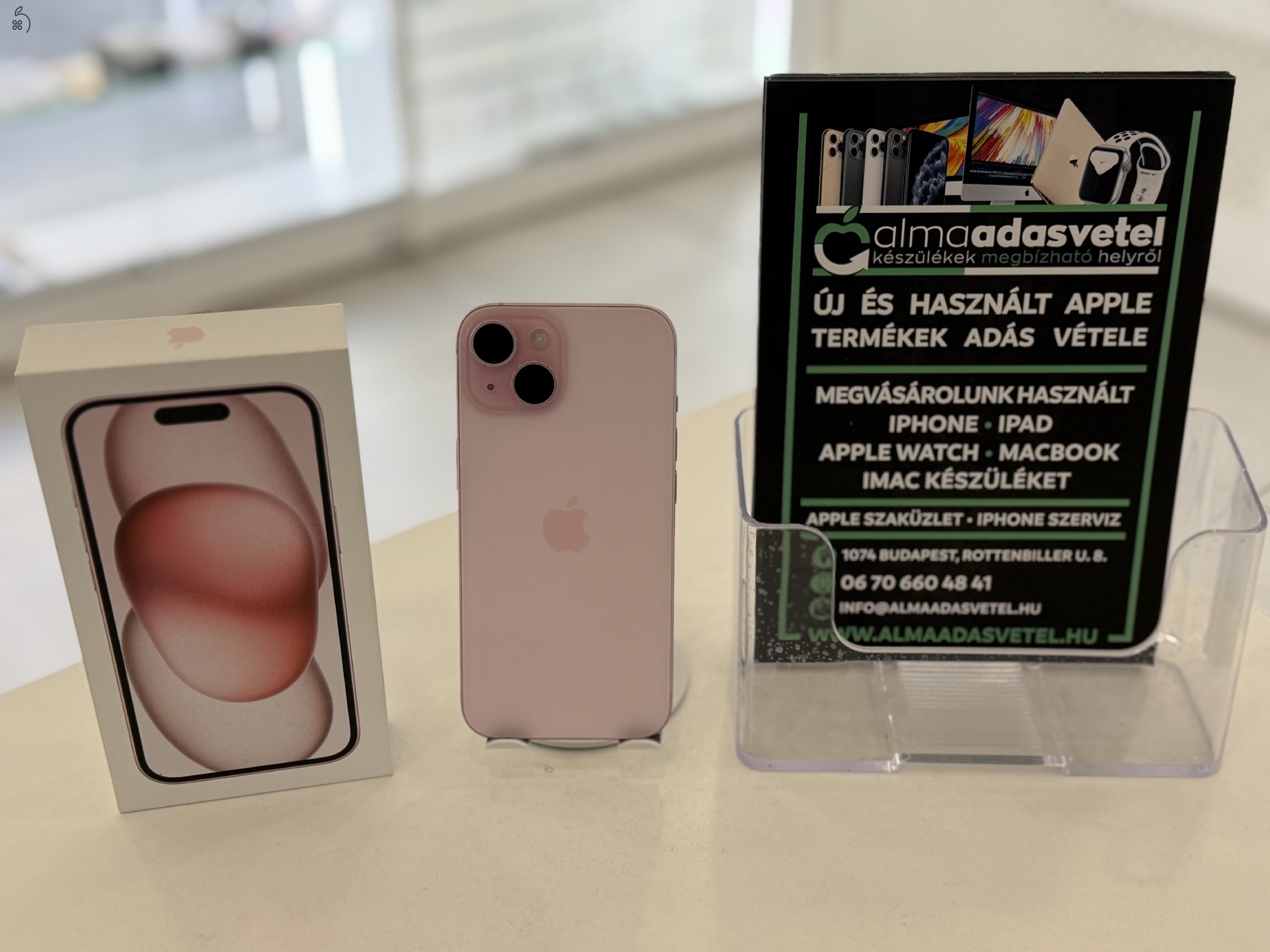 iPhone 15 128GB Független Megkímélt/1 hónap gar./Akku 82%/p4660