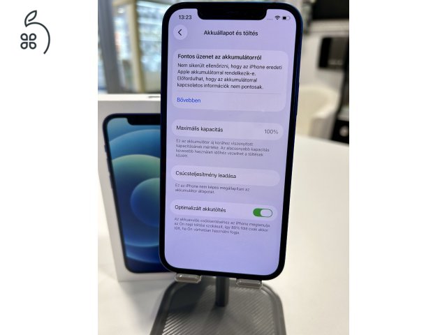 Újszerű iPhone 12 128GB Kék Új 100% Akku Független 3Hó Gar + Beszámítás