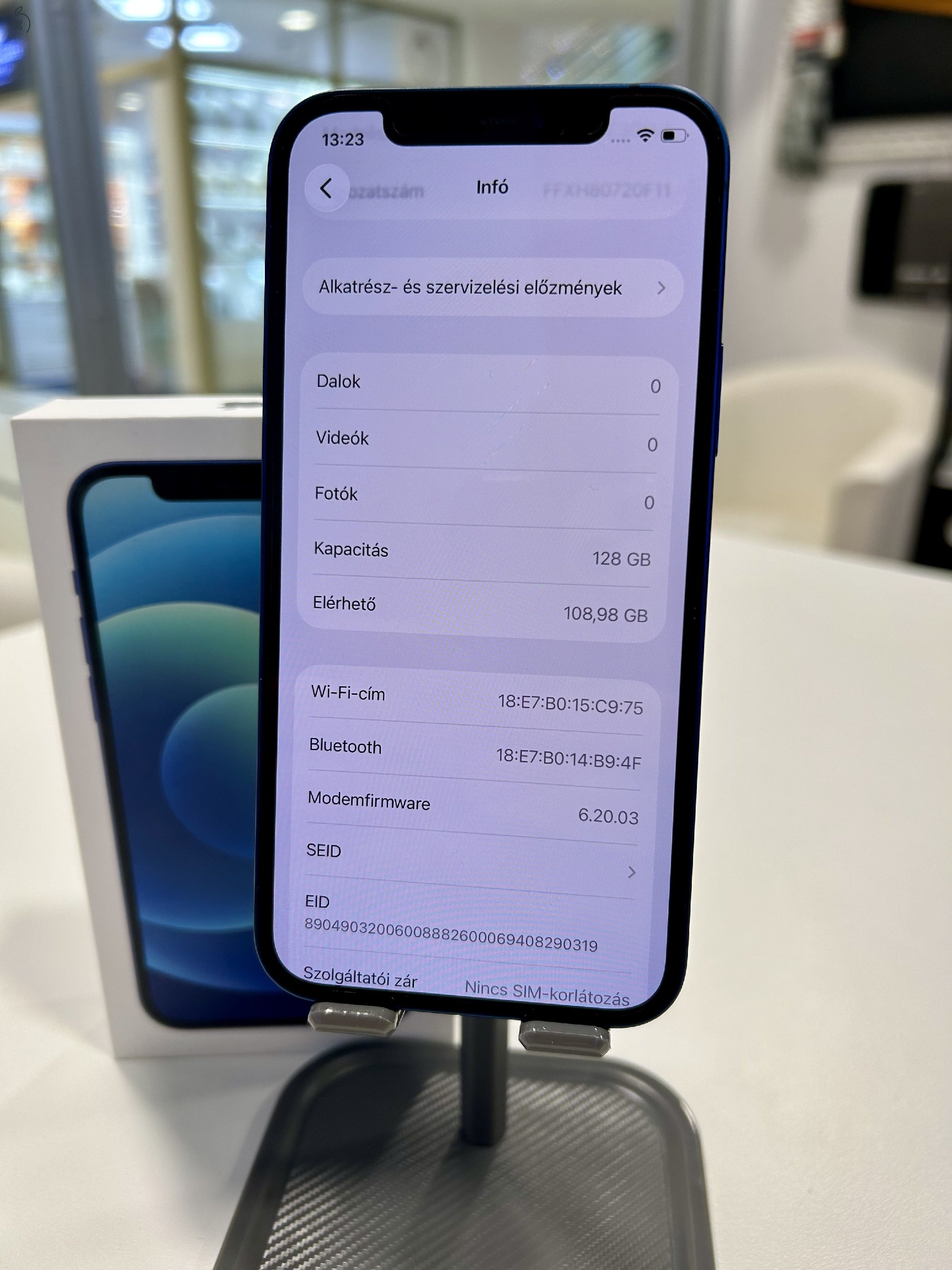 Újszerű iPhone 12 128GB Kék Új 100% Akku Független 3Hó Gar + Beszámítás