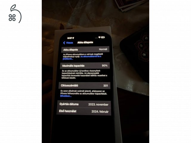 Eladó Iphone 15 Pro max natúr titán 256 Gb