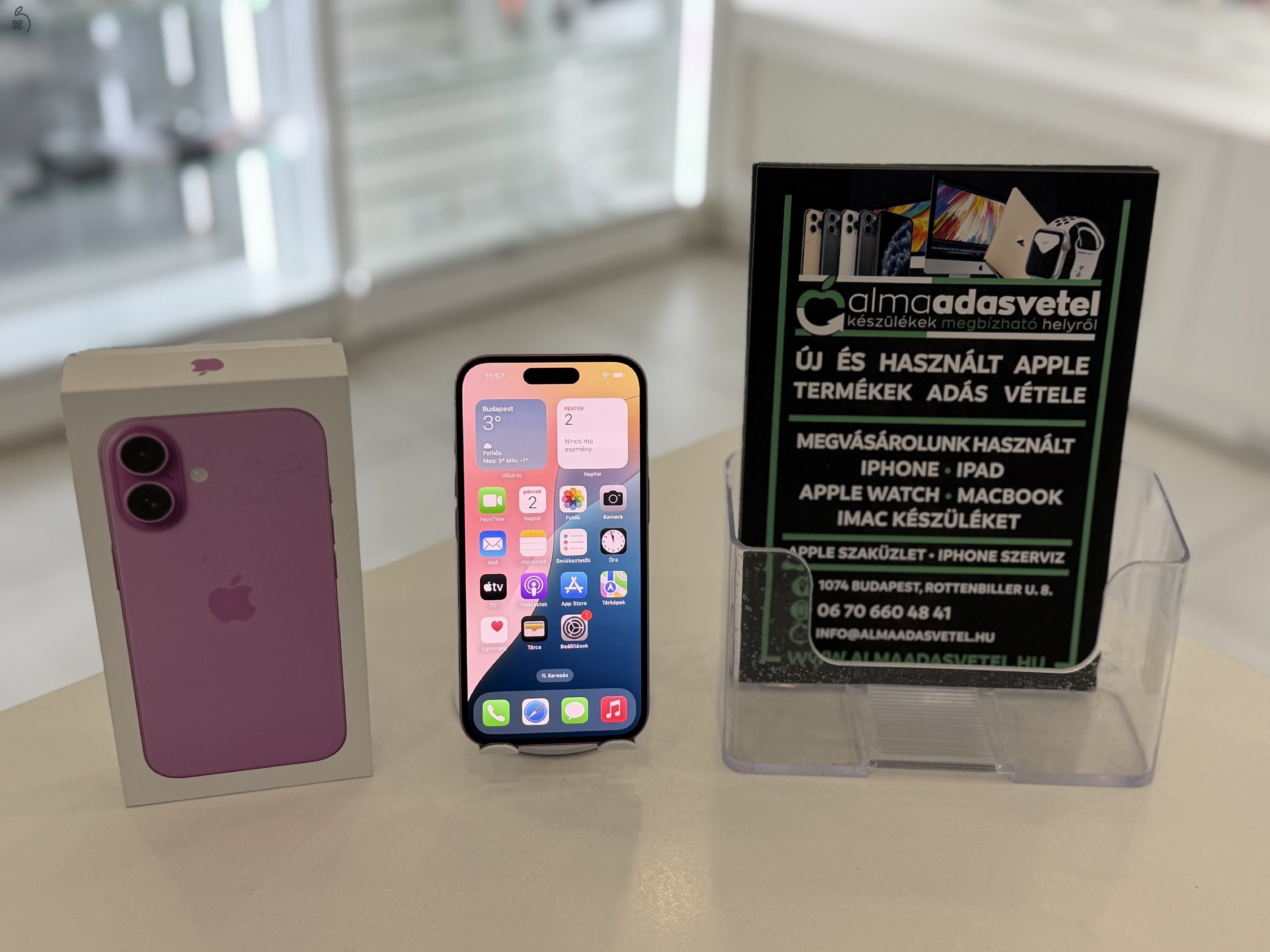 iPhone 16 128GB Független Karcmentes/2028.12.30.Gar./Akku 100%/p4665