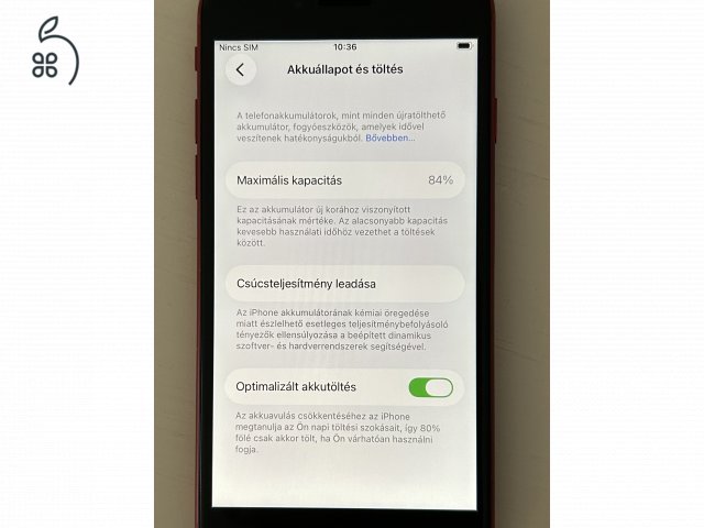 Újszerű iPhone SE 3 Red 64gb Független 84% akku