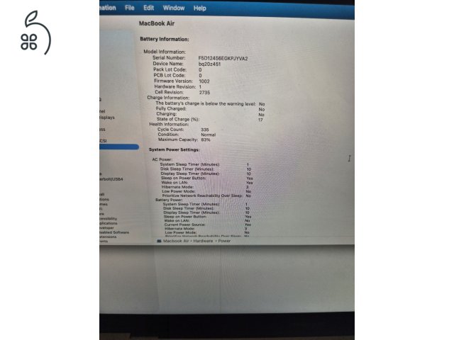 Macbook Air M1 16 GB RAM, 256 GB SSD