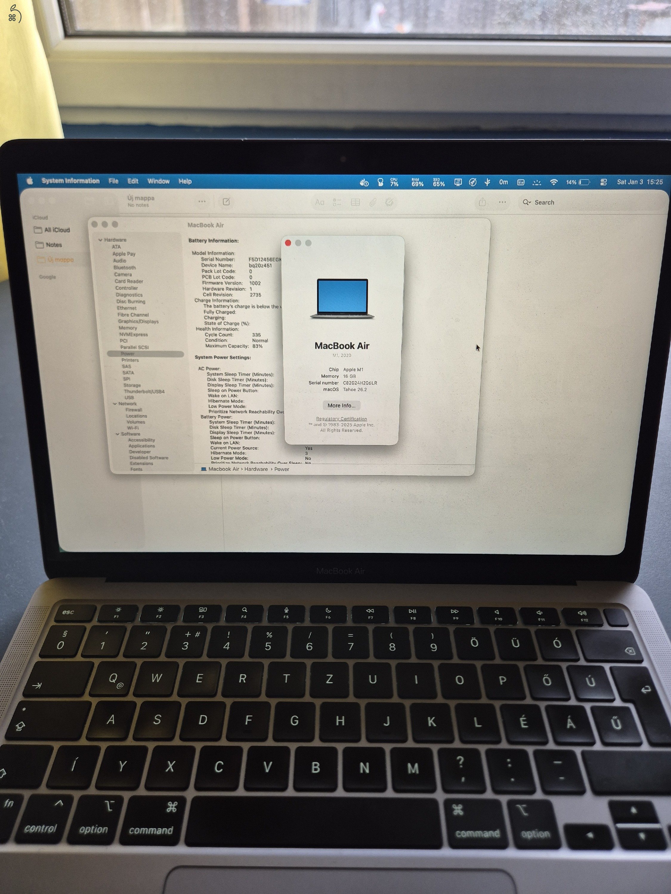 Macbook Air M1 16 GB RAM, 256 GB SSD