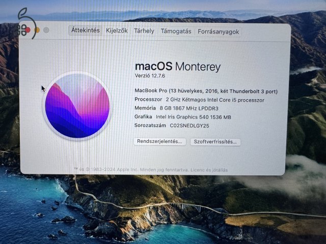 Apple MacBook Pro 13” (2016) – karcmentes, magyar billentyűzet, 8GB RAM