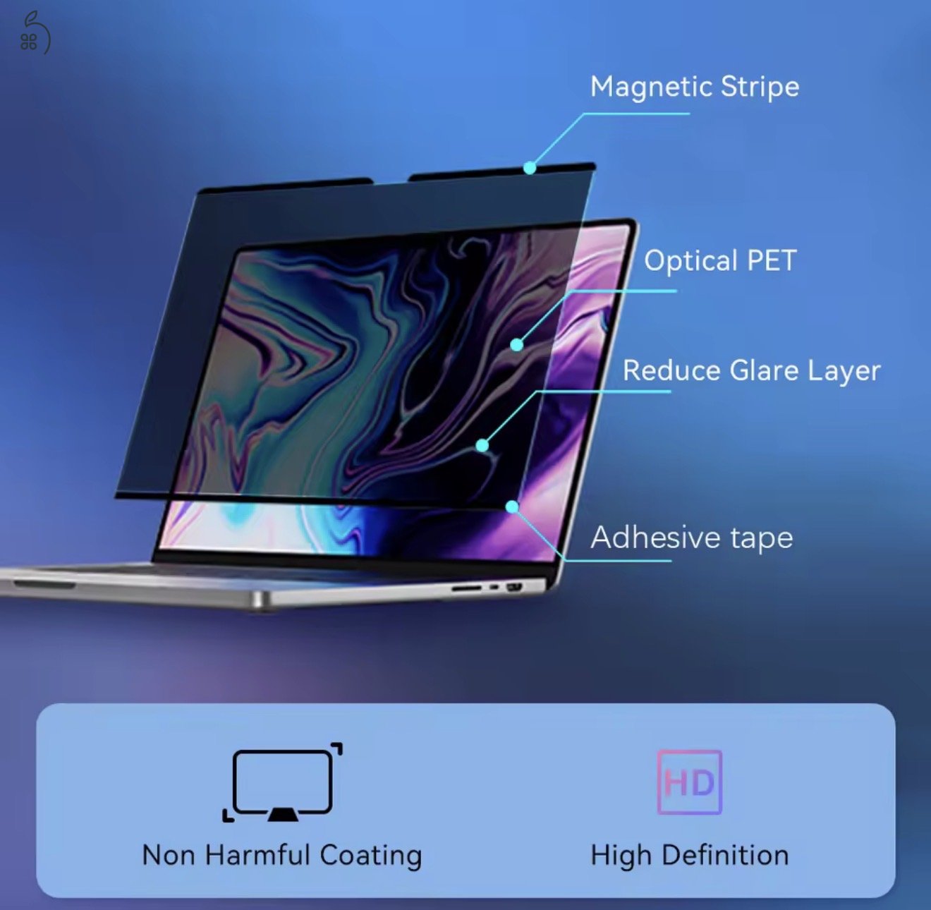 Mágneses Privacy képernyőfólia Macbook Pro 14