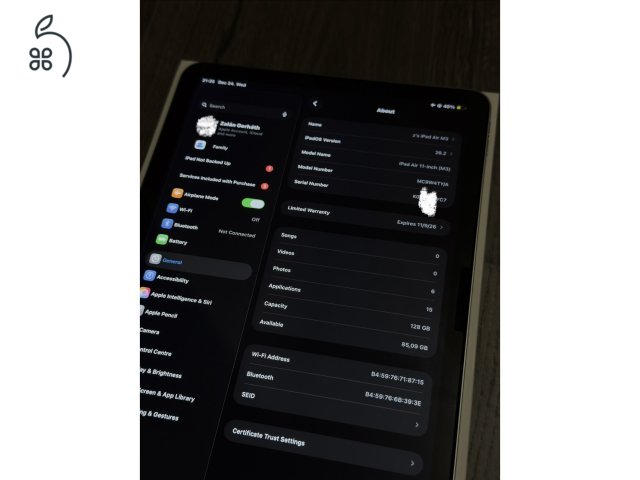 Garanciás iPad Air M3 11” 128 GB WiFi + Tok és üvegfólia