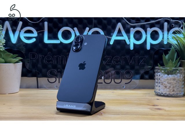  iPhone 16, 128GB, Fekete, Független - 1ÉV Garancia, Számla 