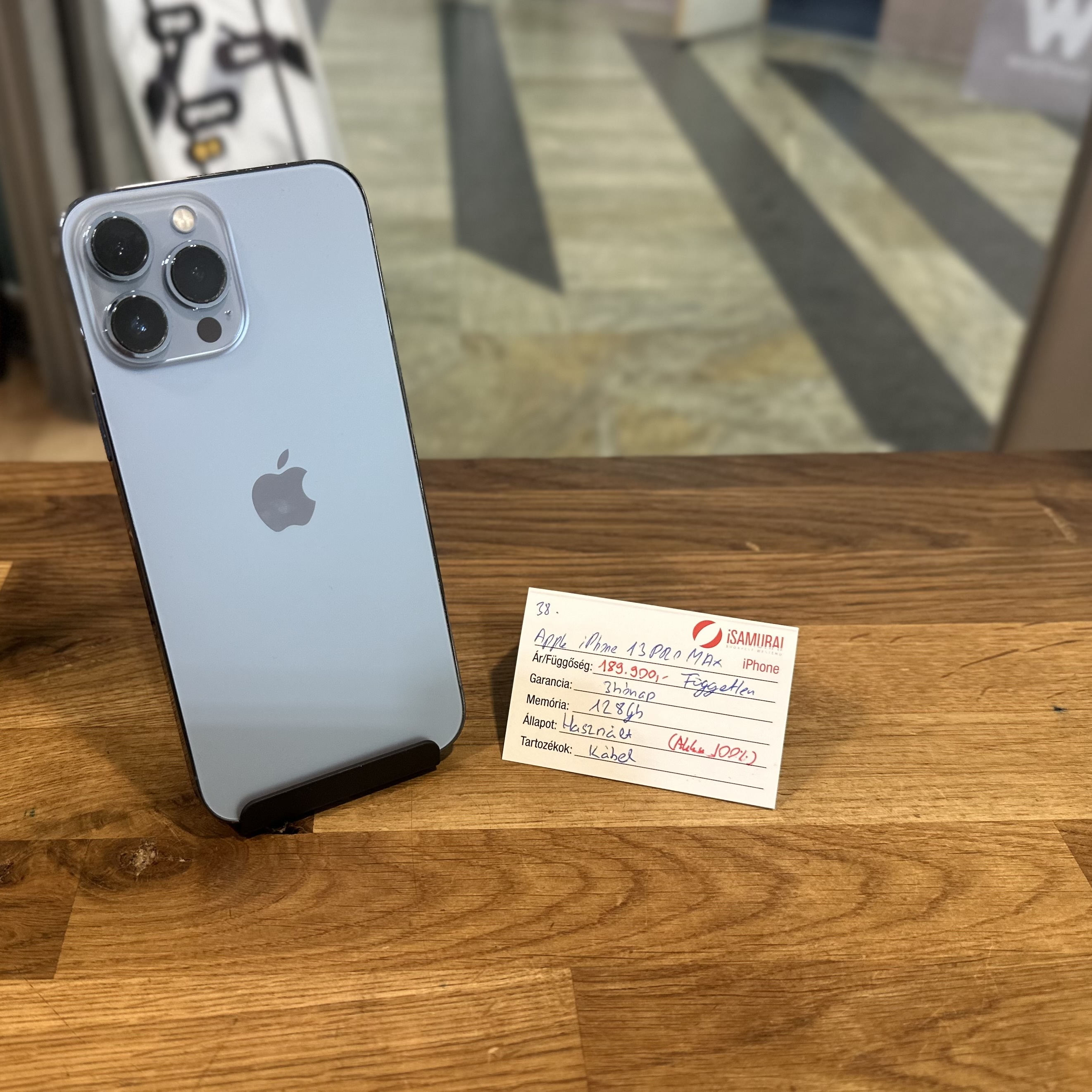 38. Apple iPhone 13 Pro Max - 128 GB - Sierra Blue - Akku 100%