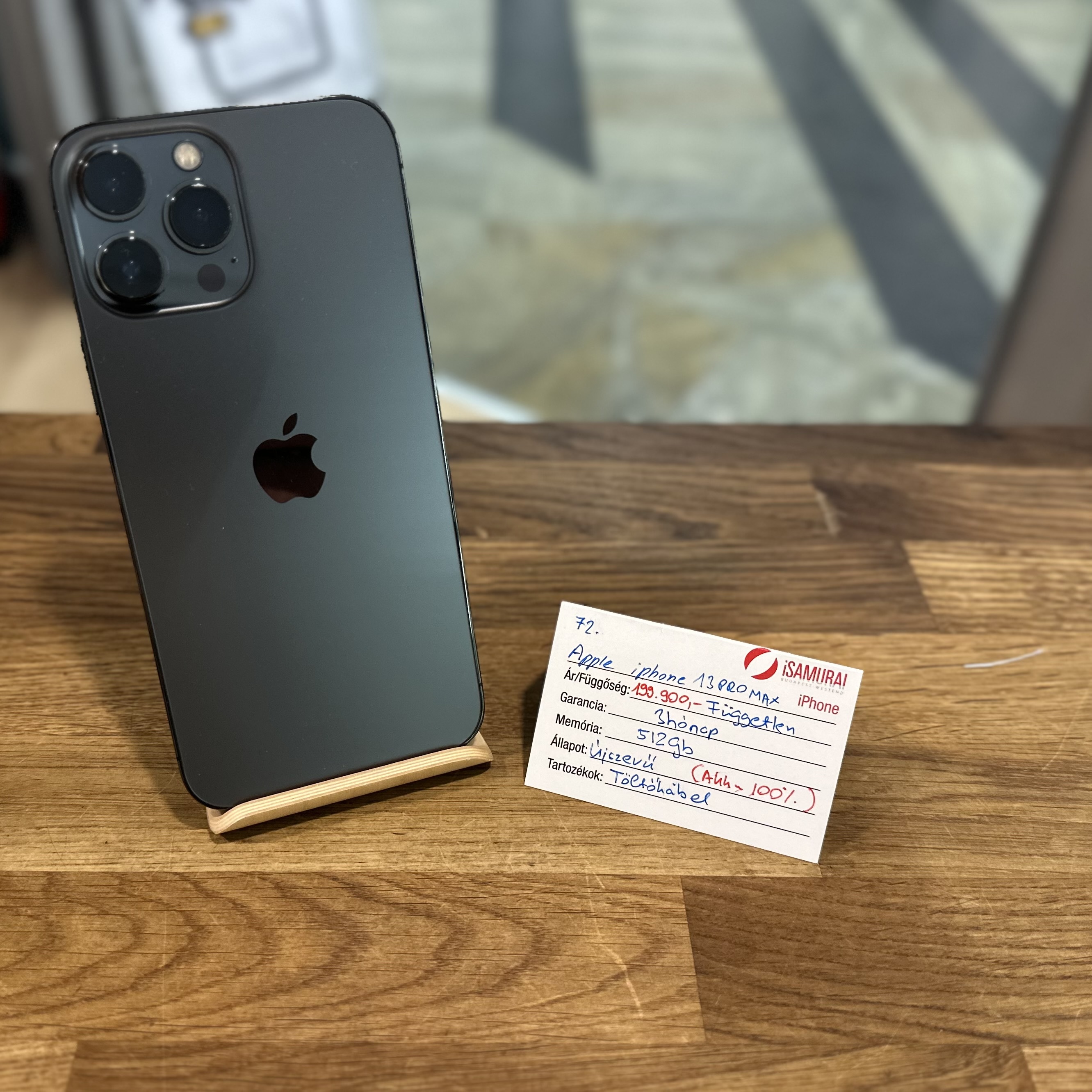 Apple iPhone 13 Pro Max - 512 GB - Fekete -  Újszerű - Akku 100% ( 72.)