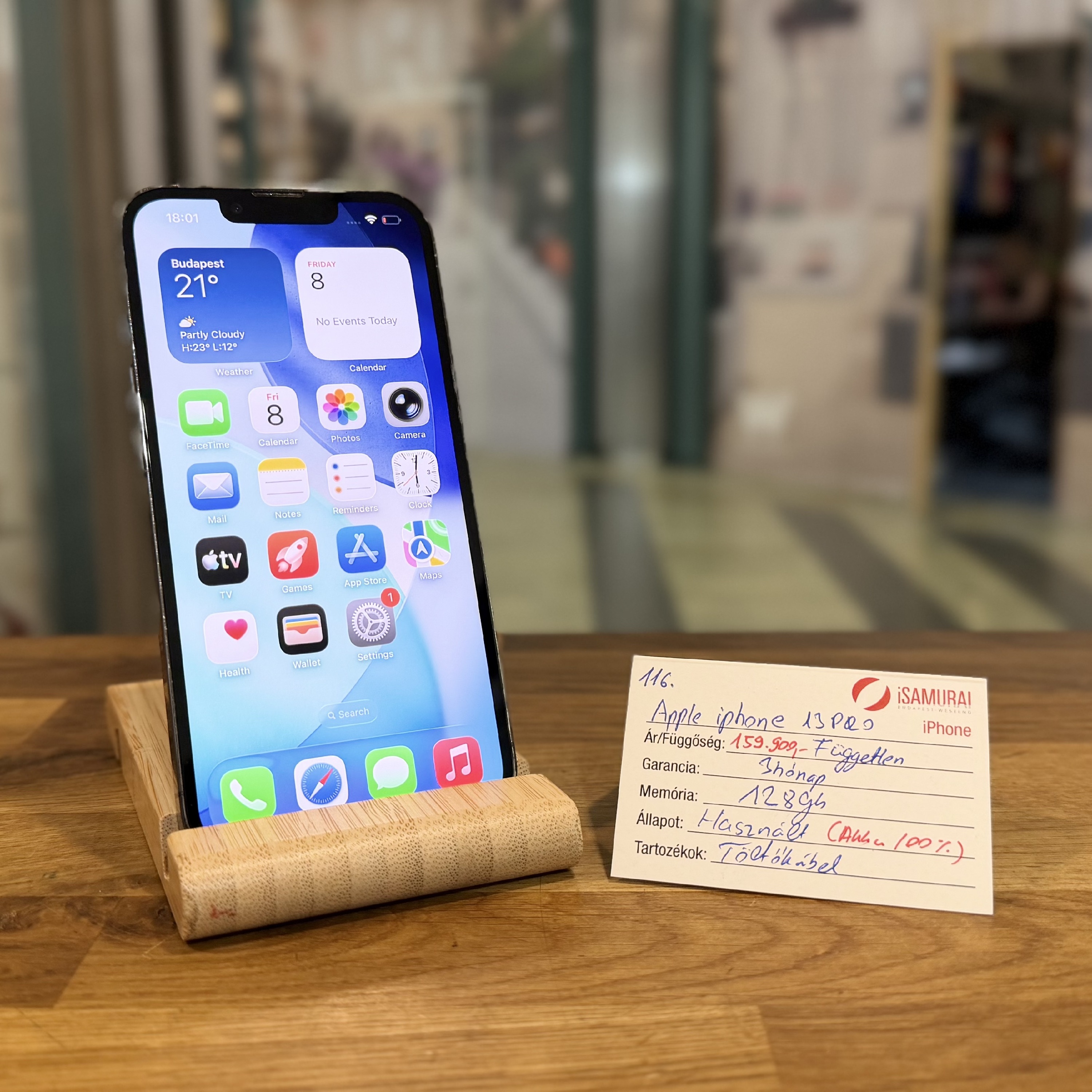 Apple iPhone 13 Pro - 128 GB - új akku - Kártyafüggetlen (116.)