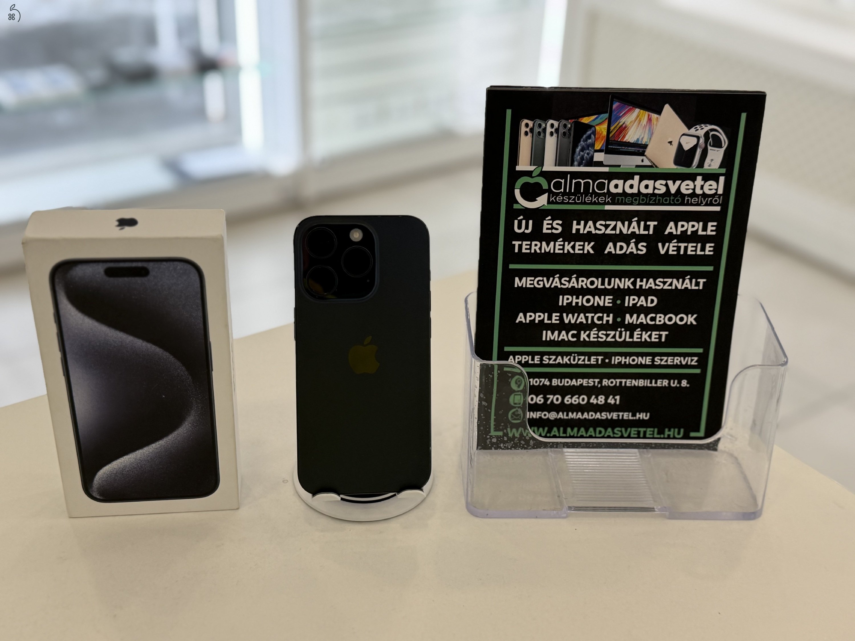 iPhone 15 Pro 128GB Független Használt/1-3 hónap gar./Akku 88%/p4667