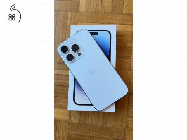 Karcmentes, újszerű iPhone 14 Pro ezüst (silver) + ajándék üvegfólia