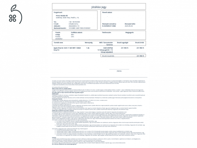 iPad Air 11 M3 128 GB WiFi felbontott, kipróbált, vadonatúj állapotban, 2027.09. 29-ig garancia