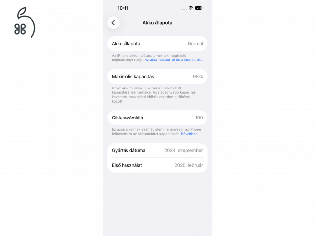 iPhone 15 256GB kék 98% akku MEDIA MARKT GARANCIA 2028.02-ig
