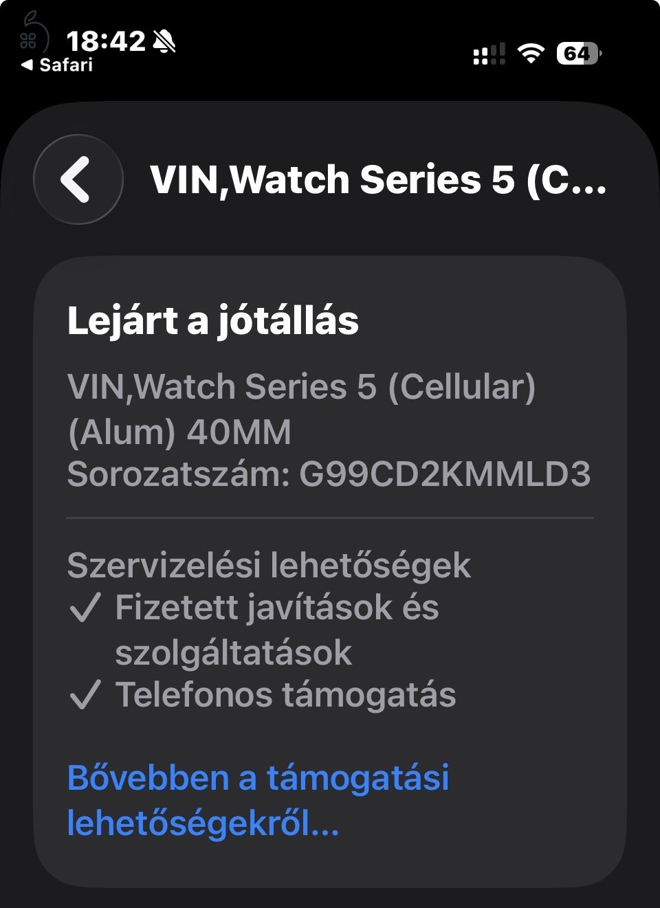 Apple Watch Series 5, 40mm,Cellular, arany színű, tökéletes állapotú, minden eredeti tartozékkal 