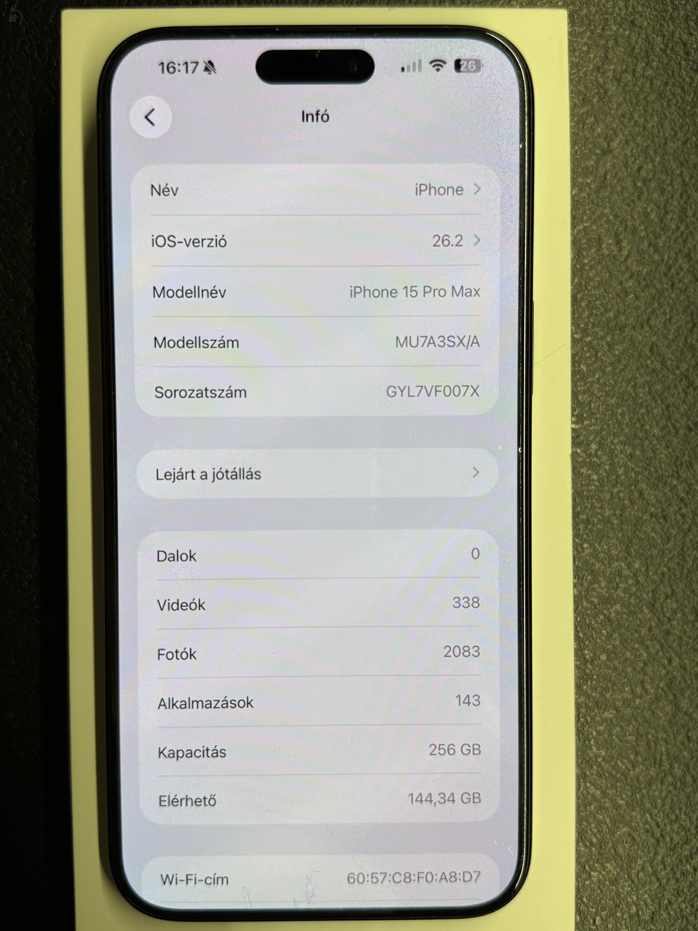 Eladó iPhone 15 Pro Max 256g Kék színben