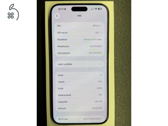 Eladó iPhone 15 Pro Max 256g Kék színben
