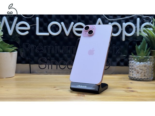  iPhone 15 Plus, 128GB, Rózsaszín, Független - 1ÉV Garancia, Számla 