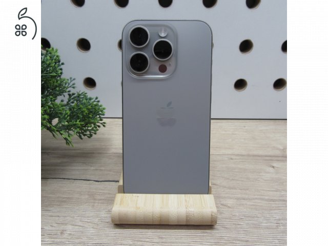 Apple iPhone 15 Pro 128GB Natural Titanium használt, karcmentes 92% akku – 6 hónap garancia