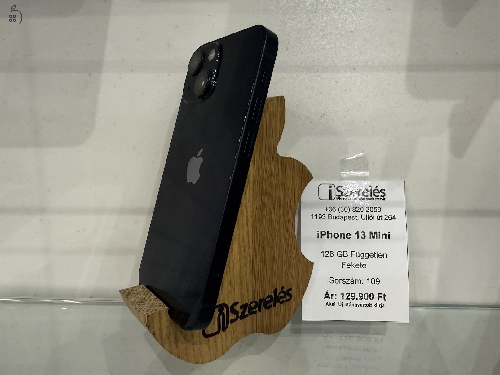 iPhone 13 Mini 128GB független fekete garanciával új akkuval (109) iszerelés.hu