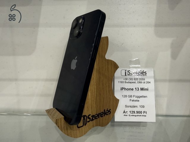 iPhone 13 Mini 128GB független fekete garanciával új akkuval (109) iszerelés.hu