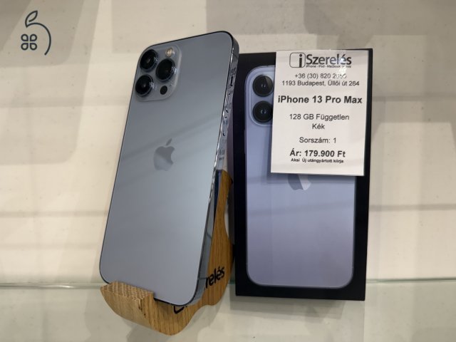 Garanciás iPhone 13 Pro Max 128GB független kék ÚJ AKKU (1) iSzerelés.hu