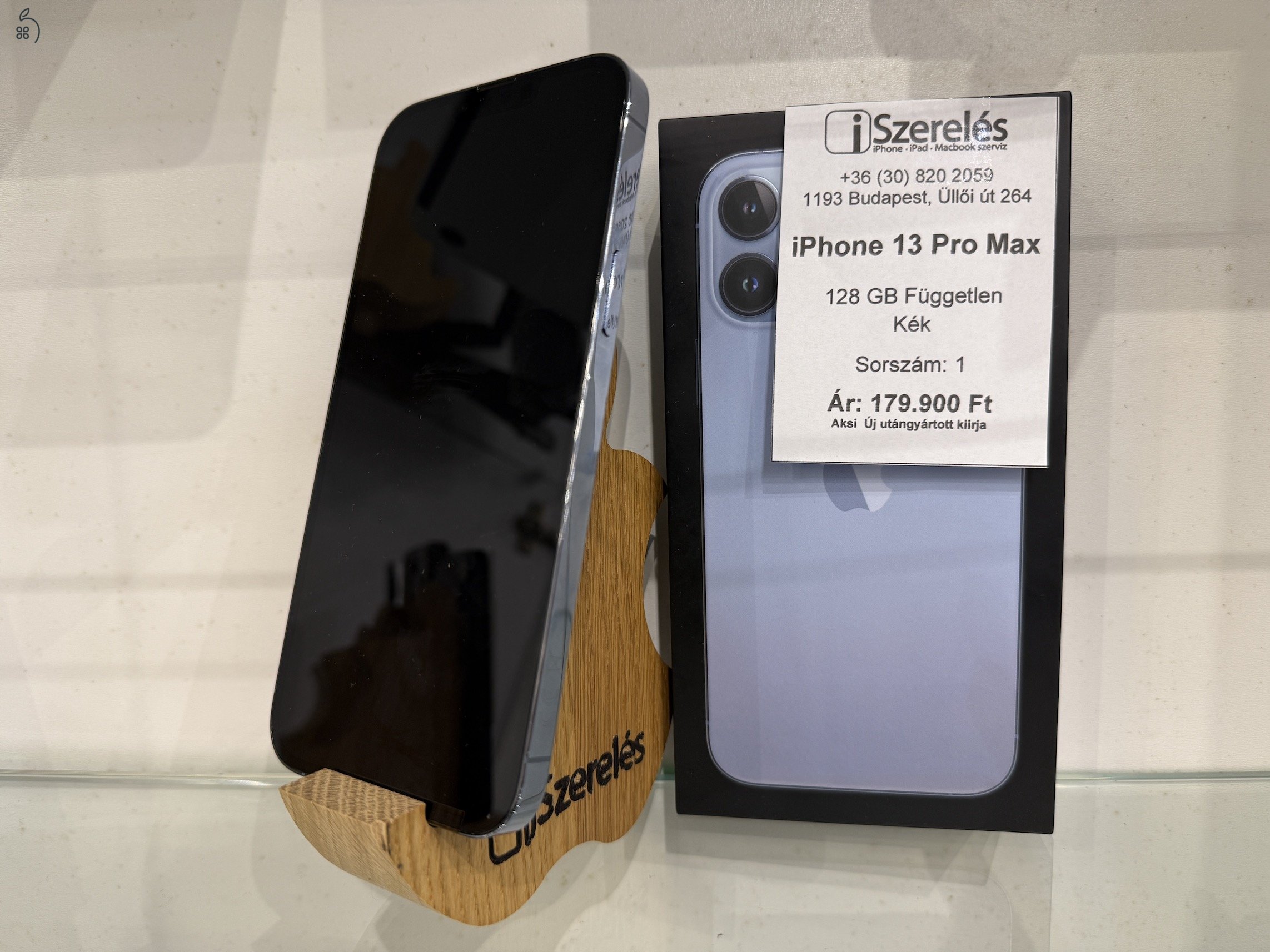 Garanciás iPhone 13 Pro Max 128GB független kék ÚJ AKKU (1) iSzerelés.hu
