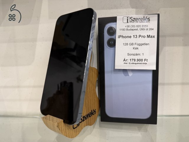Garanciás iPhone 13 Pro Max 128GB független kék ÚJ AKKU (1) iSzerelés.hu
