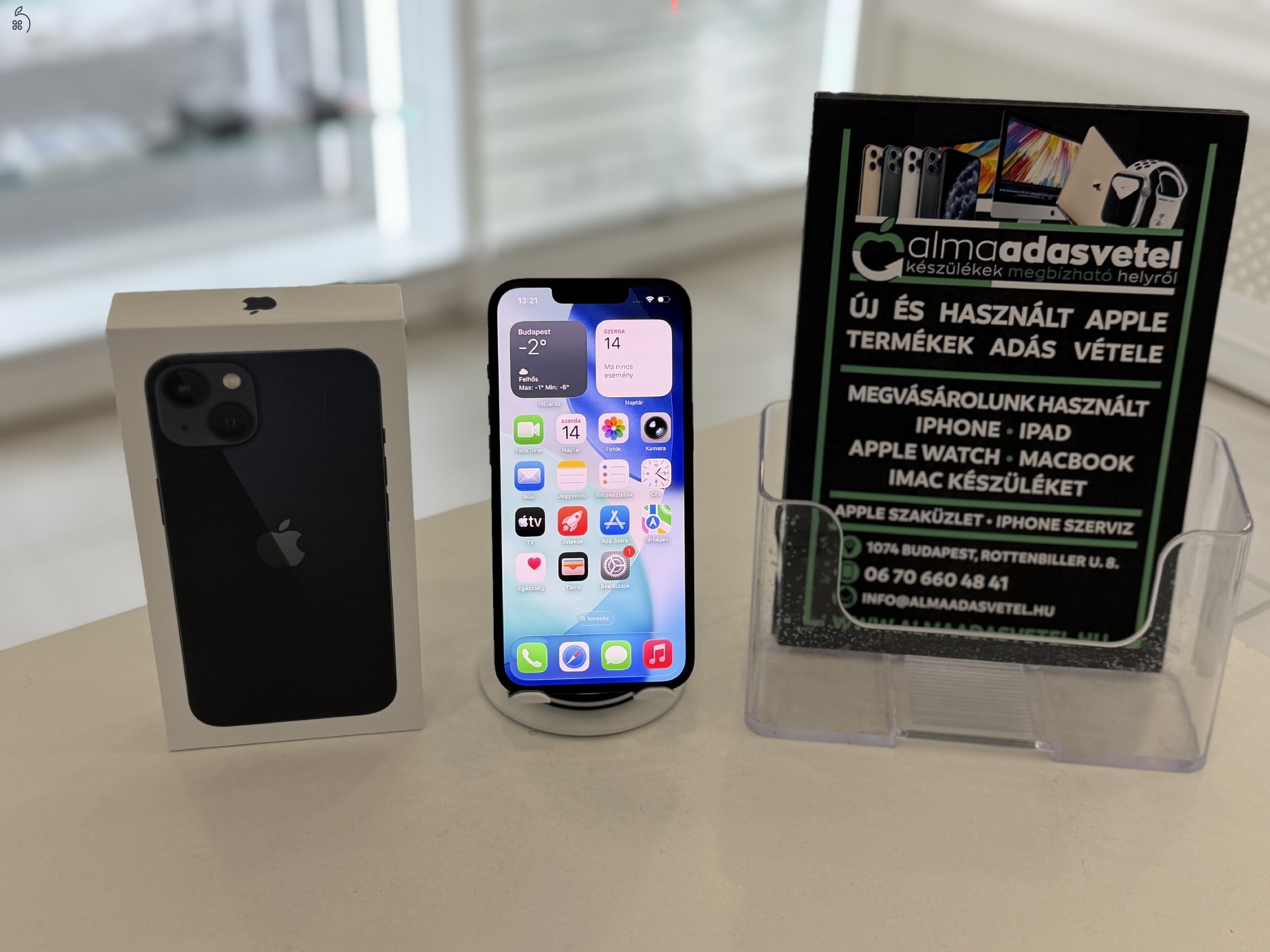 iPhone 13 128GB Független Újszerű/1-3 hónap gar./Akku 100%/p4676
